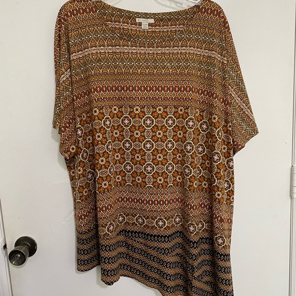 CATO EST. 1946 Women’s Plus Size Blouse Top Dolman Sleeve Brown Print Sz 22/24W - Picture 6 of 9